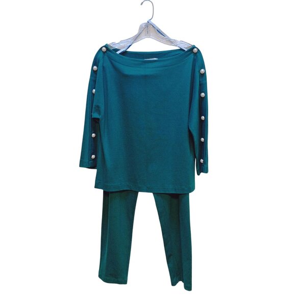 Pearl By Lela Rose Green Pearl-Button Womens Lounge Set Small - Picture 1 of 7